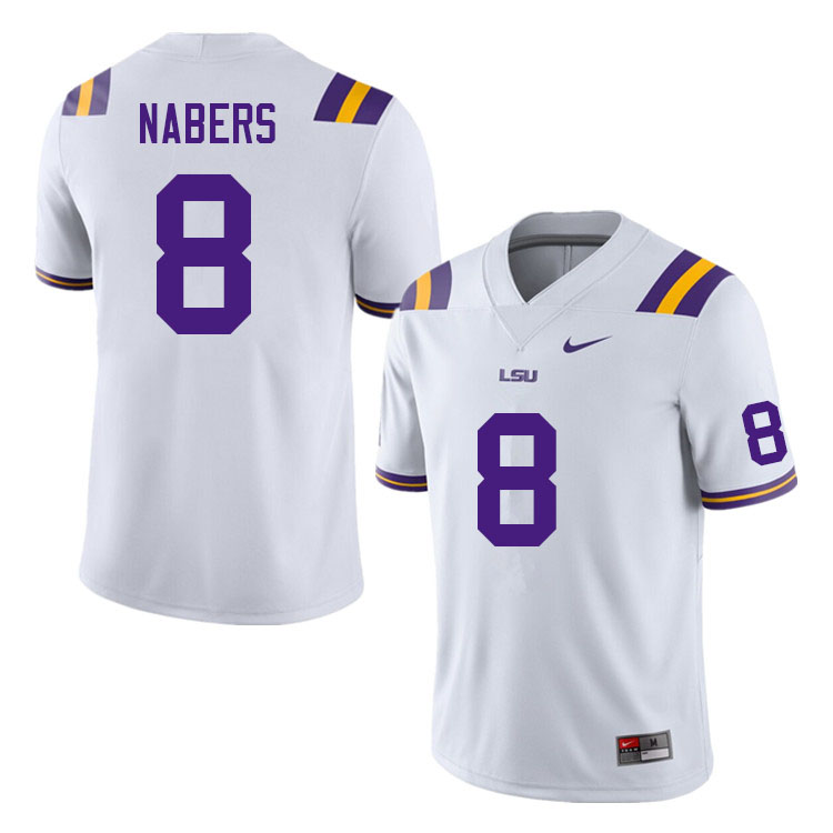 Men #8 Malik Nabers LSU Tigers College Football Jerseys Sale-White